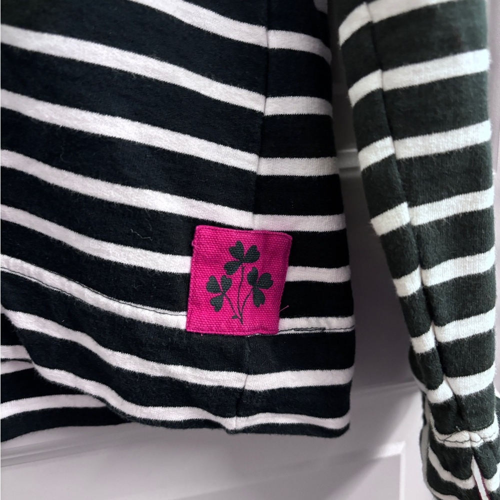 Lands' End Ireland Striped Rugby Top - Black White Pink - Picture 2 of 11